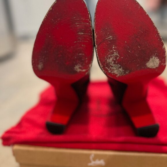 Women's Christian Louboutin Adox 85 Leather Ankle High Heeled Boot in Black 41 - Picture 4 of 8